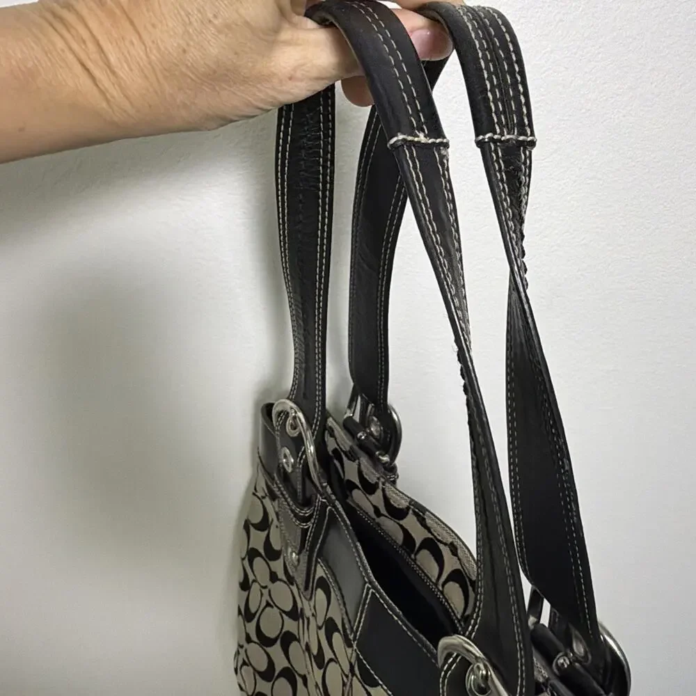 Vintage Y2K Coach Soho Pleated Signature Jacquard Shoulder Bag F15047 READ Black
